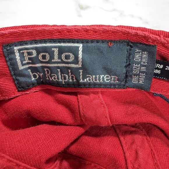 VTG Polo Ralph Lauren Hat USA Flag Cap Red Cotton Strap Back Embroidery Logo - Picture 13 of 13